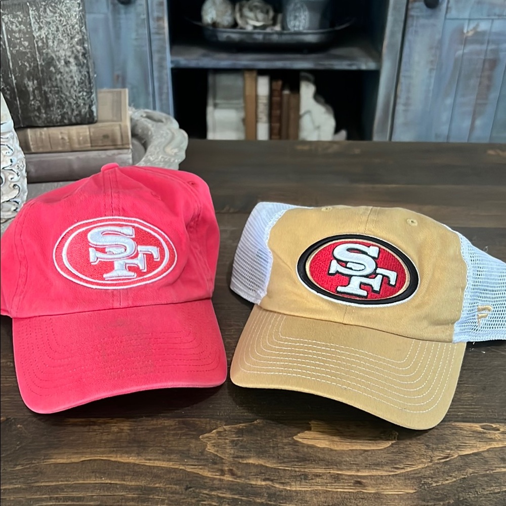 San Francisco 49ers Red and Tan Cap bundle